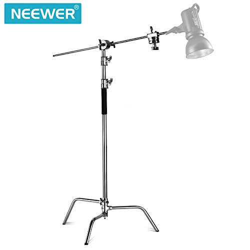 Neewer 2 Piezas Soporte de Luz de Trabajo Pesado Altura MAX. 3 Metros Ajustable con 1,2 Metros Brazo Sosteniendo y Kit de Cabezal de Agarre para Reflector, Monolight y Otros