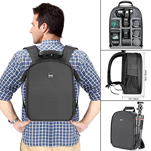 Neewer Mochila para cámara flexible acolchada con separadores con protector antigolpes, para cámaras SLR y otros accesorios, interior gris