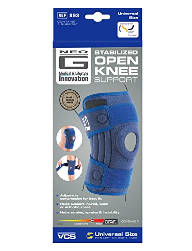 Neo G Rodillera estabilizadora -Calidad de Grado Médico. x4 varillas flexibles, soporte adicional. Ayuda a rodillas lesionadas, artríticas, esguinces, distensiones, inestabilidad. Talla Única - Unisex