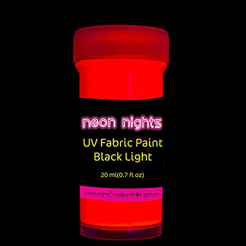 neon nights 8 x Pintura para Tejidos UV Luz Negra Pintura Textiles Lavable Tinte Ropa Camiseta Colores Neón Colorido