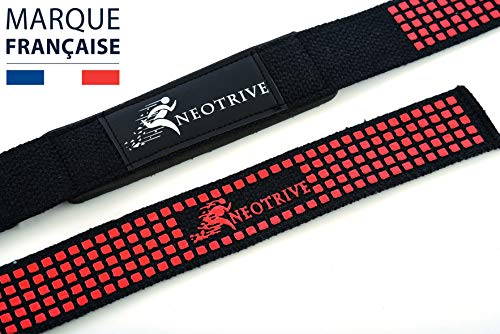 Neotrive Correas Levantamiento de Pesas Correas Profesionales Acolchadas con Sujeción de Gel (Rojo)