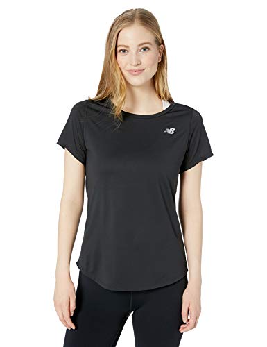 New Balance Accelerate SS Camiseta de Manga Corta para Mujer, Mujer, Camiseta, WT91136, Negro, M