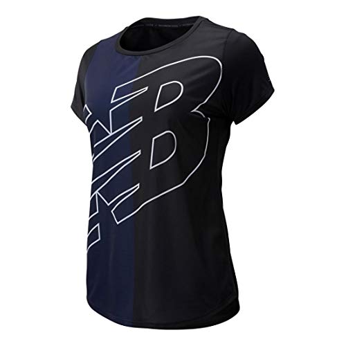 New Balance Camiseta de Manga Corta para Mujer con Estampado Accelerate SS, Not Applicable, Camiseta Estampada Accelerate SS, Mujer, Color Negro/Pigmento, tamaño Small