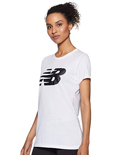 New Balance Core Flying NB Logo Camiseta, Mujer, Blanco, Medium