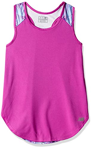 New Balance Kids Girls' Big Fashion Performance Tank, Voltage Violet/Photo Palm, Med