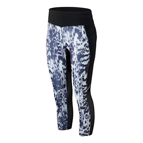 New Balance Printed Impact Running Capri Pantalones, Mujer, White Print, Medium