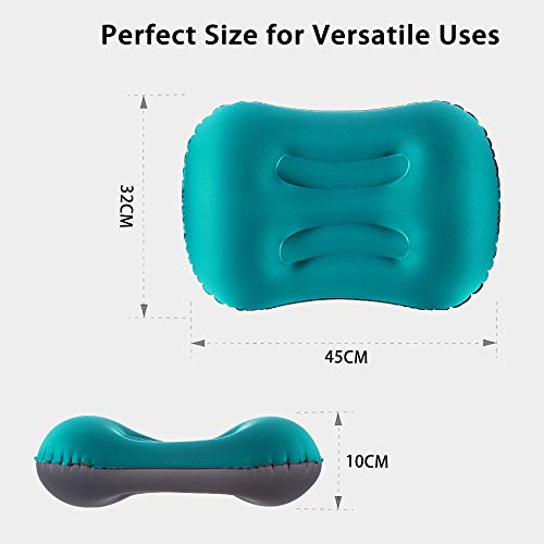 Newdora Almohada Hinchable, Almohada Camping, Almohada de Viaje Inflable, Almohada Inflable Ultraligera, Adecuado para para Camping, Playa, Viajes, Montañismo & Avión, Verde