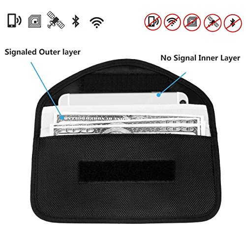 Newseego 2X RFID Signal Blocker Pouch | 5X Free RFID Credit Card Sleeves | Anti Theft Faraday Bag for Car Key Fob & Cell Phone Blocking Pocket, Security Keyless Case - (Black+ Grey)