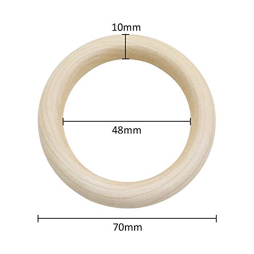 NewZC 18 PCS Anillos de Madera Natural para Manualidades 70mm Círculo de Madera Sin Terminar para Llavero Campana de Viento DIY Artesanía Decoración de Macramé