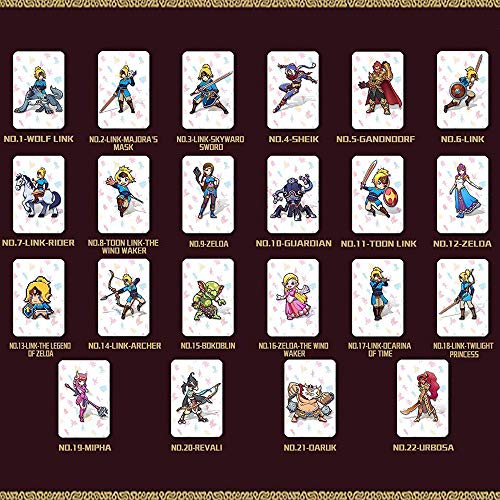 NFC Etiqueta de Tarjetas de Juegos Tag Game Cards para the Legend of Zelda Breath of the Wild, 22pcs Botw Juegos con Caja de Cristal Compatible con Nintendo Switch/Wii U