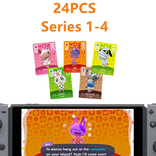 NFC Tag Cards 24pcs New Horizons Series 1-4 NFC Cards, New Horizons Game Rewards Cards, NFC Tag Cards Switch/Lite Wii U 3DS