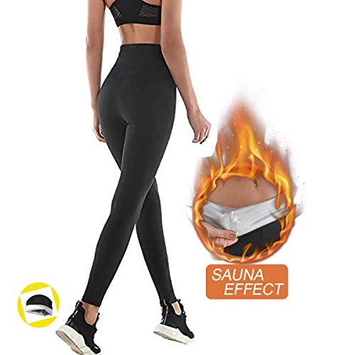 NHEIMA Pantalones de Sauna Adelgazantes Mujer NANOTECNOLOGÍA, Leggins Reductores Adelgazantes, Leggins Anticeluliticos Cintura Alta, Mallas Fitness Push Up para Deporte Running Yoga Gym (S, Black03)