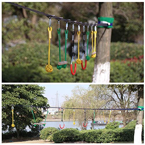 N/I Ninja Slackline Monkey Bar Kit, Ninja Warrior Line, Kids Swinging Obstacle Course Set, Balance Trainer Rope Slackers Intro Kit Sport Outdoor