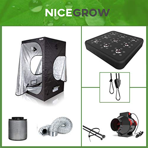 Nice Grow Growset Dark Box 120 Solux Titan 480 W LED Hybrid Flo Falcon - Filtro de carbón activo