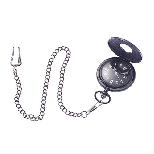 NICERIO Reloj de Bolsillo Mecánico Analógico Cuarzo Collar Colgante (Negro)