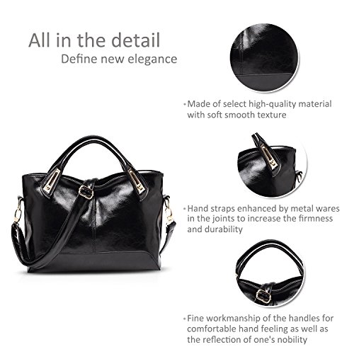 NICOLE&DORIS Elegante Tote Bolsos de Mano para Mujer Monederos Bolso Crossbody Mujer Bolso de Bandolera Grande Bolsa PU Negro