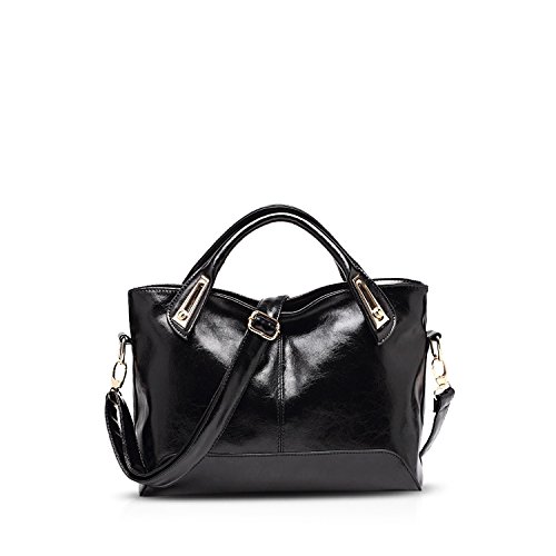 NICOLE&DORIS Elegante Tote Bolsos de Mano para Mujer Monederos Bolso Crossbody Mujer Bolso de Bandolera Grande Bolsa PU Negro