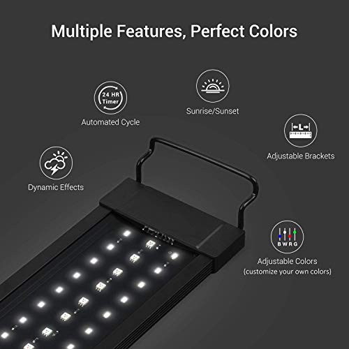 NICREW RGB Luz LED Acuario, 24/7 Lámpara de la Planta de Acuario con Control Remoto, Acuario Completamente Automatizado luz LED, 33-46 cm, 11W