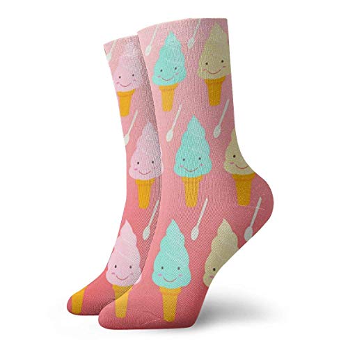 Nifdhkw Ice Cream and Spoon Unisex Novelty Crew Length Funny Socks-Colorful Funky Socks for Men&Women- Cotton Fashion Patterned Socks