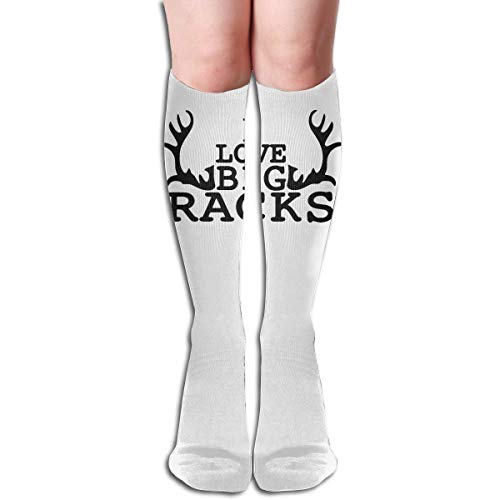 Nifdhkw Tube Knee High Socks 50CM I Love Big Racks Men's Over-The-Calf Tube Sports Socks Extra Long Compression Stocking