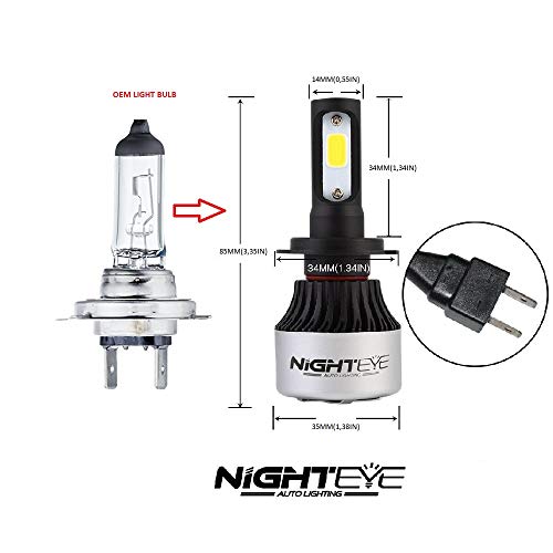 NIGHTEYE 2X H7 72W 9000LM LED Faros Delanteros Bombillas Cohces Lámpara luz 6500K - 3 años de garantía