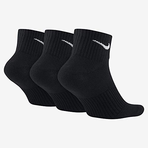 Nike 3PPK Cushion Quarter, Calcetines unisex, paquete de 3 unidades,  Negro / Blanco, L (42-46)
