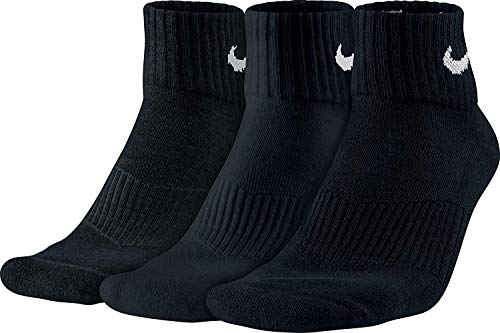 Nike 3PPK Cushion Quarter, Calcetines unisex, paquete de 3 unidades,  Negro / Blanco, L (42-46)