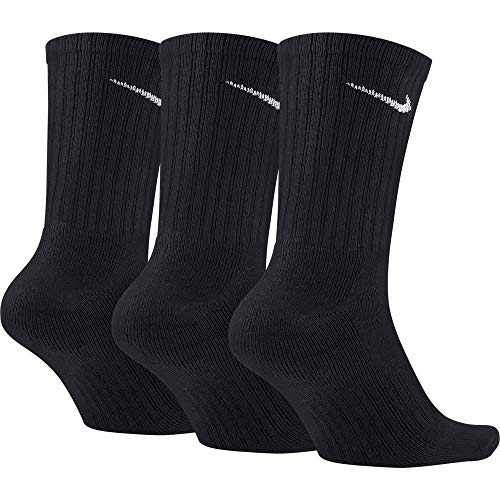 Nike 3Ppk Value Cotton Crew - Calcetines unisex, color negro/ blanco, talla L/ 42-46