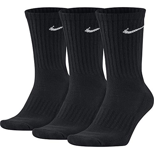 Nike 3Ppk Value Cotton Crew - Calcetines unisex, color negro/ blanco, talla L/ 42-46