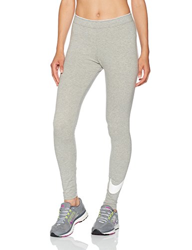 NIKE Club Legging Logo 2 Mallas, Mujer, Multicolor (Dk Grey Heather/White/White), L