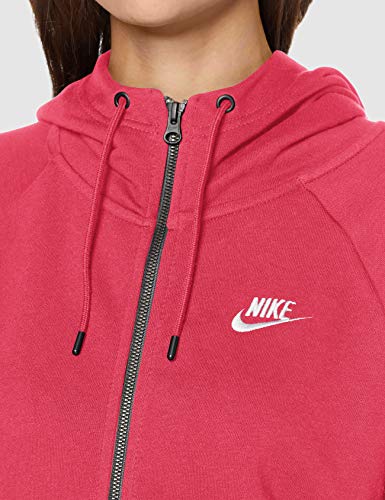 NIKE Essential Hoodie FZ FLC Sudadera con Capucha y Cremallera Completa, Mujer, Rojo (Watermelon/White), M