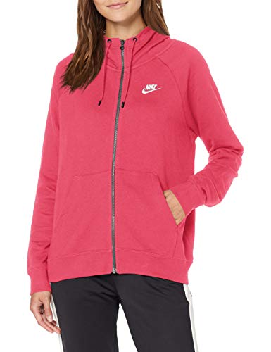 NIKE Essential Hoodie FZ FLC Sudadera con Capucha y Cremallera Completa, Mujer, Rojo (Watermelon/White), M