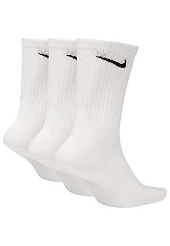Nike Everyday Lightweight Crew Trainings Socks (3 Pairs), Calcetines Hombre, Blanco (white/Black), 34–38 (Talla del fabricante: S)