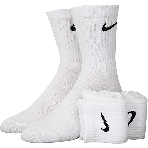 Nike Everyday Lightweight Crew Trainings Socks (3 Pairs), Calcetines Hombre, Blanco (white/Black), 34–38 (Talla del fabricante: S)