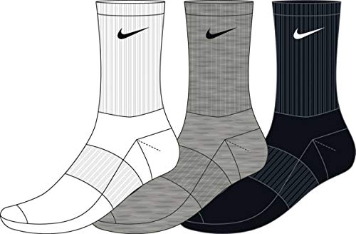 Nike Everyday Lightweight Crew Trainings Socks (3 Pairs), Calcetines Hombre, Multicolor, 34–38 (Talla del fabricante: S)