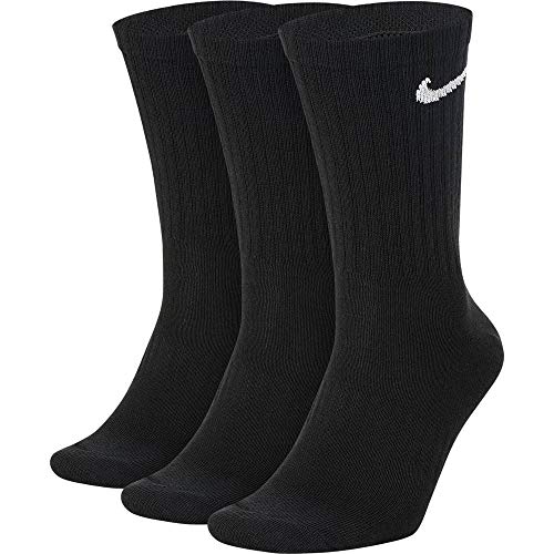 Nike Everyday Lightweight Crew Trainings Socks (3 Pairs), Calcetines Hombre, Negro (black/White), 42–46 (Talla del fabricante: L)