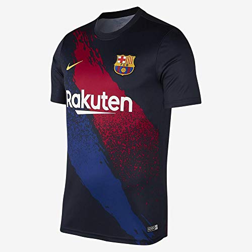 NIKE FCB M Nk Dry Top SS PM Camiseta, Hombre, Dark Obsidian/Varsity Maize, L