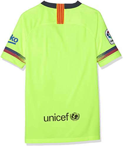 NIKE FCB Y NK BRT STAD JSY SS AW Camiseta de Manga Corta, Unisex niños, Volt/Deep Royal Blue, L