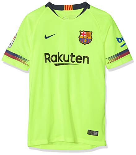 NIKE FCB Y NK BRT STAD JSY SS AW Camiseta de Manga Corta, Unisex niños, Volt/Deep Royal Blue, L