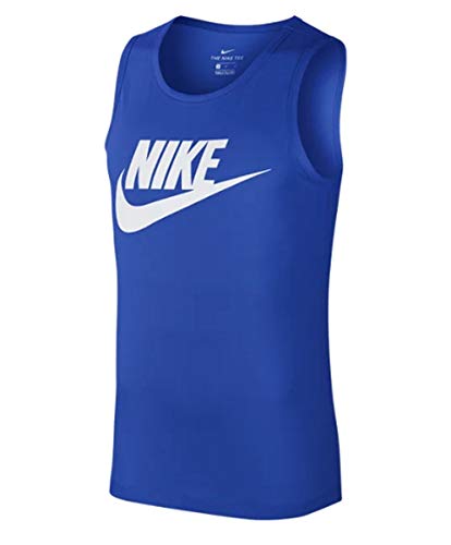 NIKE Icon Futura Tanktop Camiseta de Tirantes para Hombre, Azul, Blanco, Small