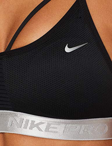 NIKE Indy Aeroadapt Bra Sports Bra, Mujer, Black/Metallic Silver, XL