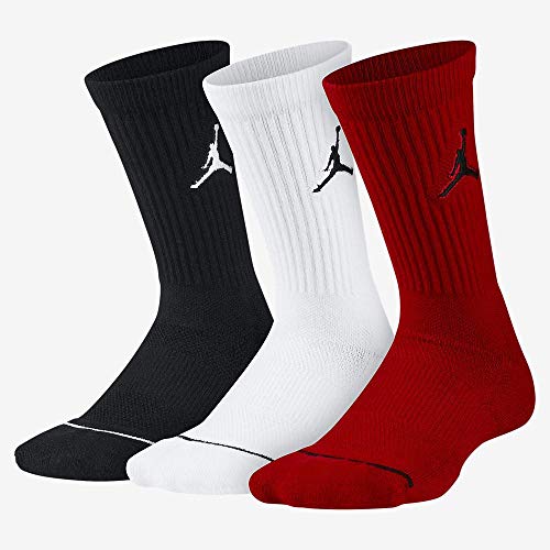 NIKE Jumpman Crew 3Ppk Calcetines Línea Michael Jordan, Hombre, Negro (Black/White/Gym Red), L