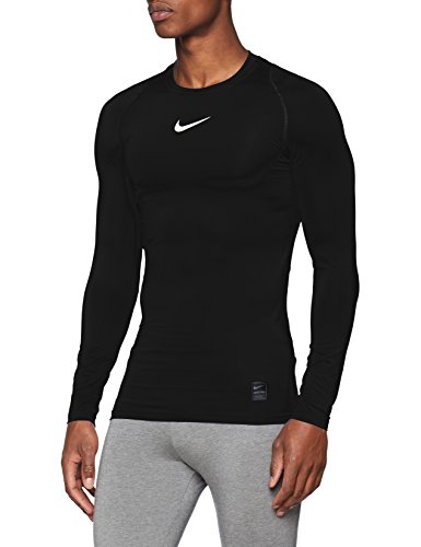 NIKE M NP Top LS Comp Long Sleeved T-Shirt, Hombre, Black/White/(White), S