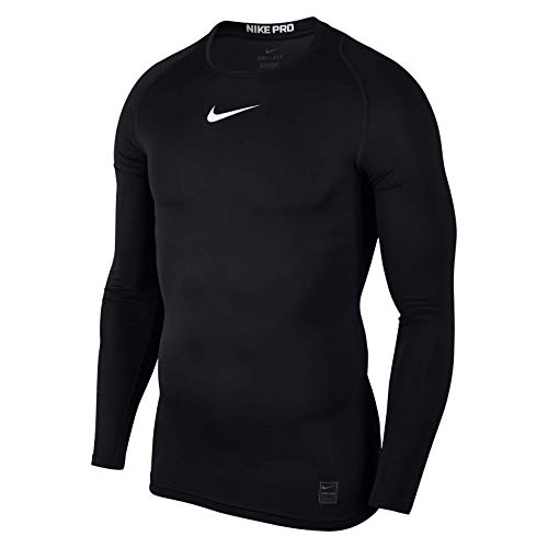 NIKE M NP Top LS Comp Long Sleeved T-Shirt, Hombre, Black/White/(White), S
