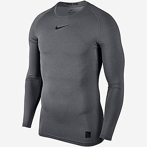 NIKE M NP Top LS Comp Long Sleeved T-Shirt, Hombre, Carbon Heather/Black/Black, M