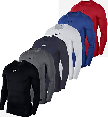 NIKE M NP Top LS Comp Long Sleeved T-Shirt, Hombre, Carbon Heather/Black/Black, M