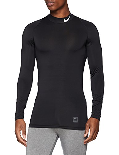 NIKE M NP Top LS Comp Mock Camiseta de Manga Larga, Hombre, Black/White/White, L