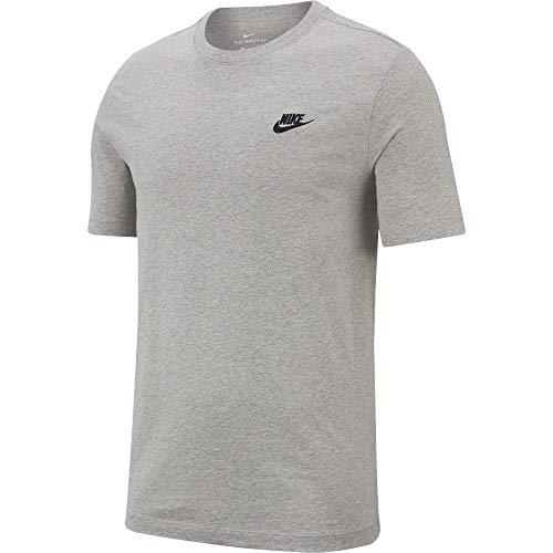 NIKE M NSW Club tee T-Shirt, Hombre, Dk Grey Heather/Black, M