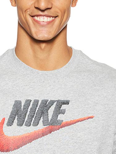 NIKE M NSW tee Brand Mark Camiseta de Manga Corta, Hombre, dk Grey Heather/Black/Habanero Red