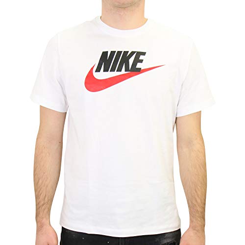 NIKE M NSW tee Icon Futura Camiseta de Manga Corta, Hombre, White/Black/(University Red), L